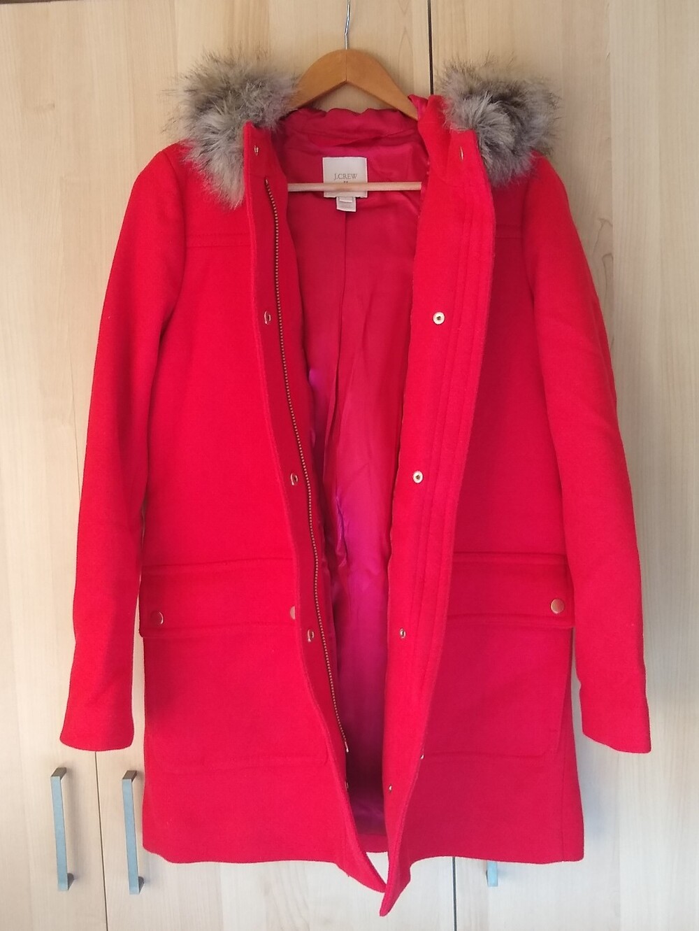 LIKE NEW JCREW Vail Chateau Parka Coat Electric Red 0 Worn 1x! - Picture 6 of 13